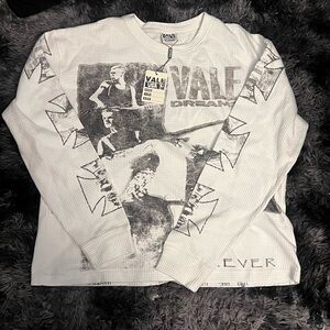 White Graphic Long Sleeve Shirt